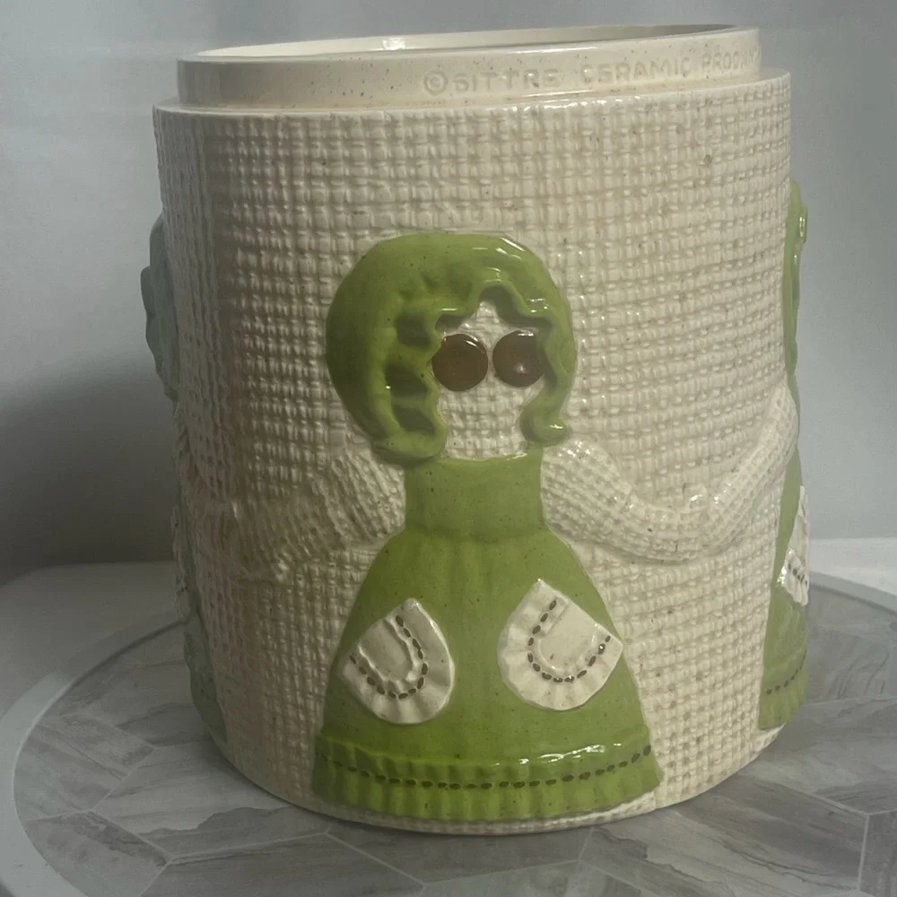 Vintage Treasure Craft Raggedy Ann Knife Holder Utensil Crock Set 1979 Kitchen